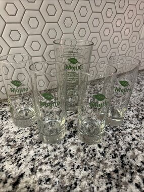 Set of Mojito Glasses - Clear with Green Logo (Set of 5)